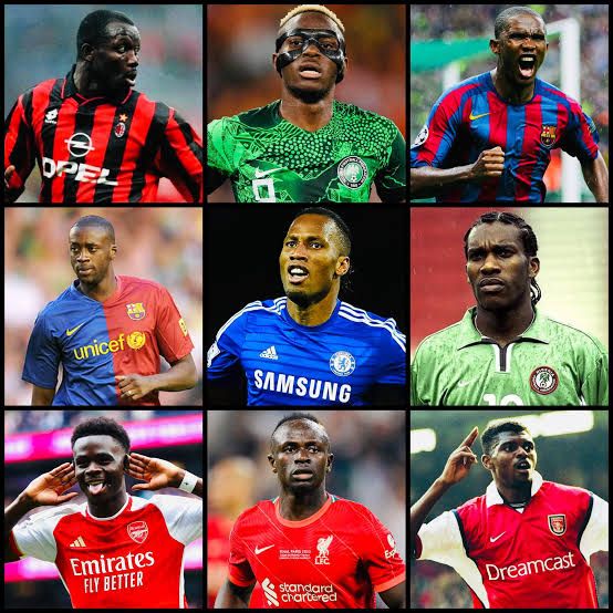 Collage of nine football players
